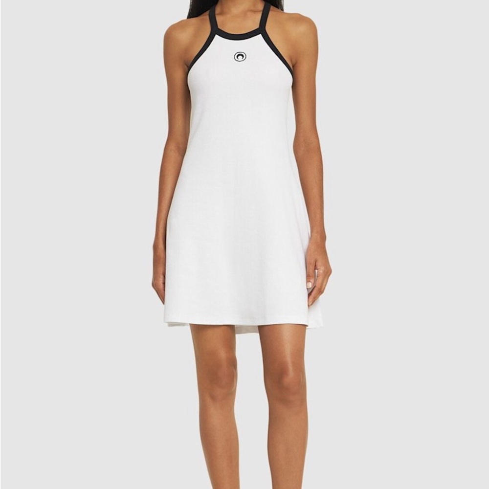 Marine Serre Ribbed cotton mini dress